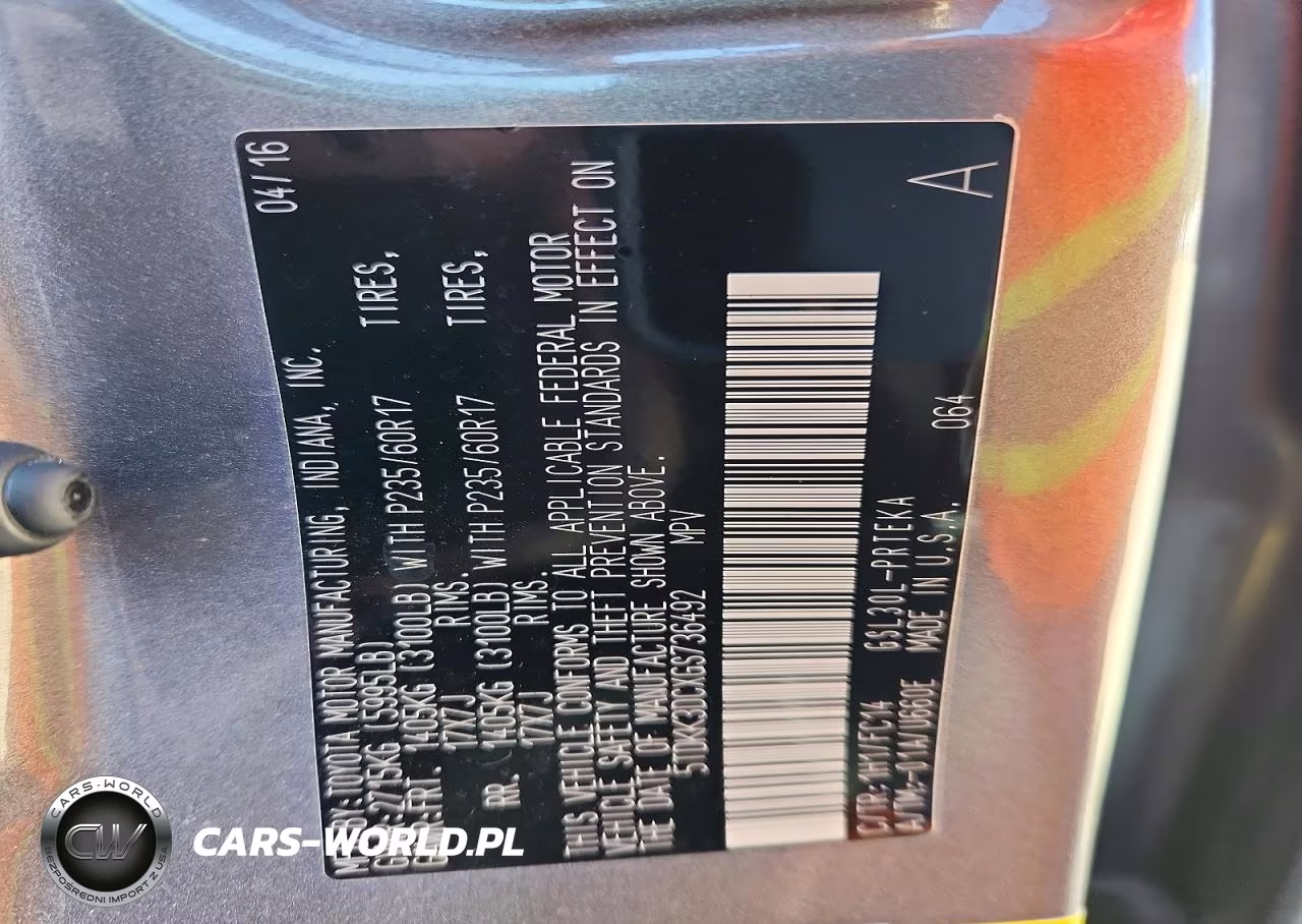 2016 Toyota Sienna Le VIN:5TDKK3DCXGS736492 - 13