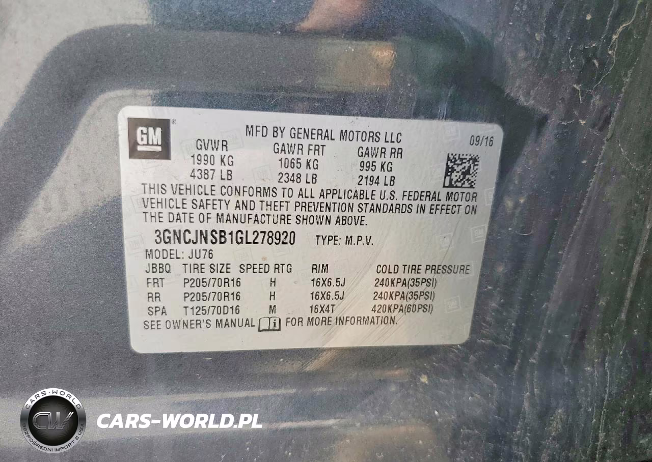 2016 Chevrolet Trax Ls VIN:3GNCJNSB1GL278920 - 13
