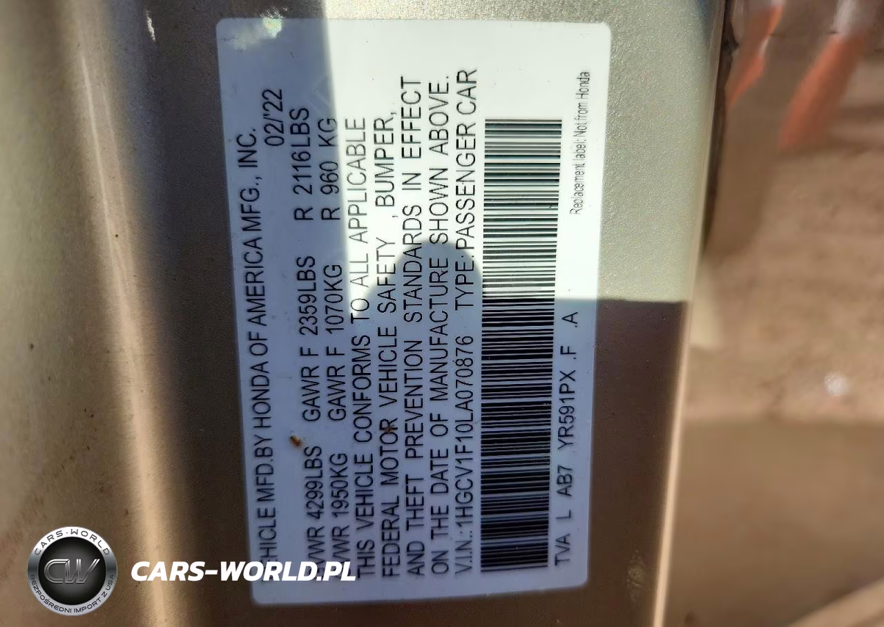 2020 Honda Accord Lx VIN:1HGCV1F10LA070876 - 13