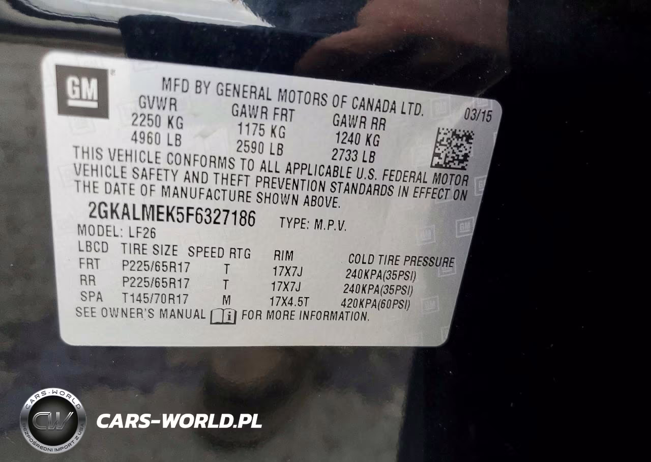2015 GMC Terrain Sle VIN:2GKALMEK5F6327186 - 13