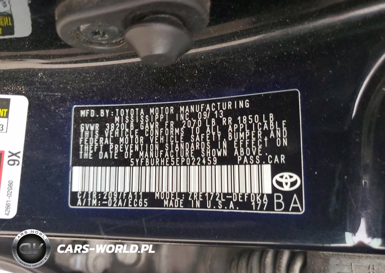 2014 Toyota Corolla L VIN:5YFBURHE5EP022459 - 13
