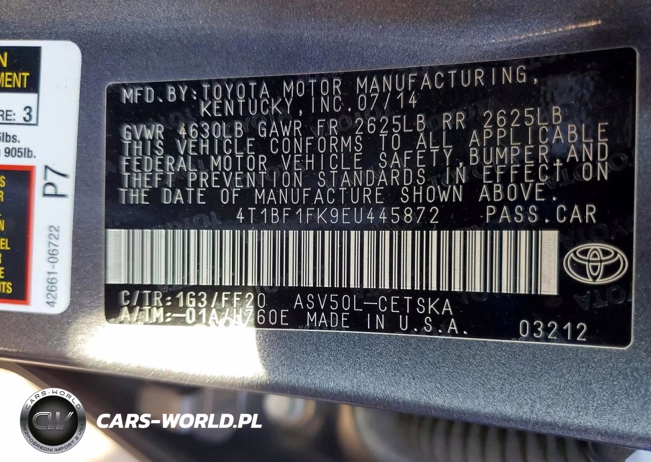 2014 Toyota Camry Se VIN:4T1BF1FK9EU445872 - 12