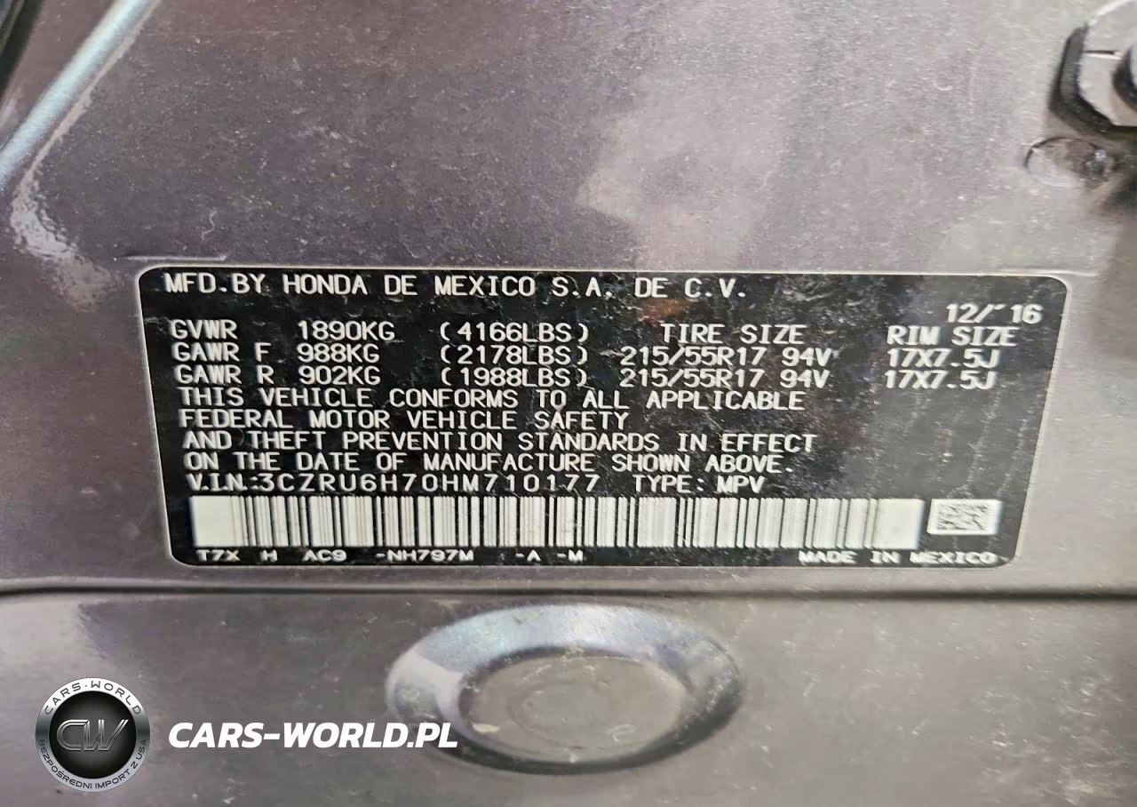 2017 Honda Hr-V Exl VIN:3CZRU6H70HM710177 - 13