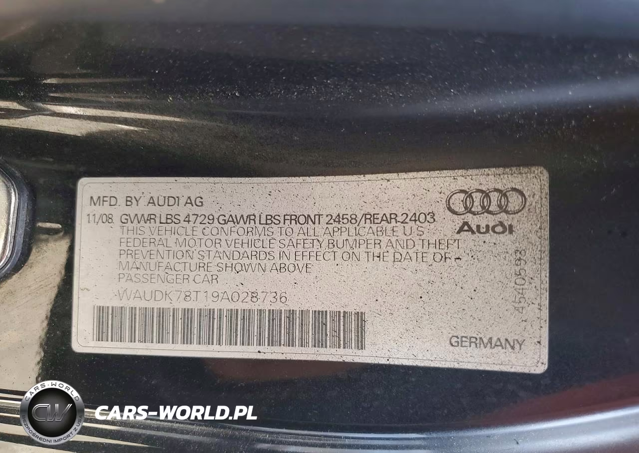 2009 Audi A5 Quattro VIN:WAUDK78T19A028736 - 12