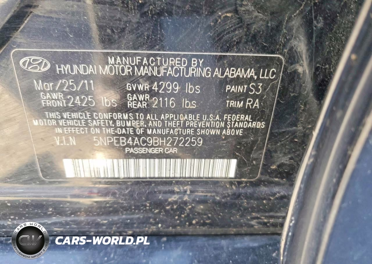 2011 Hyundai Sonata Gls VIN:5NPEB4AC9BH272259 - 12