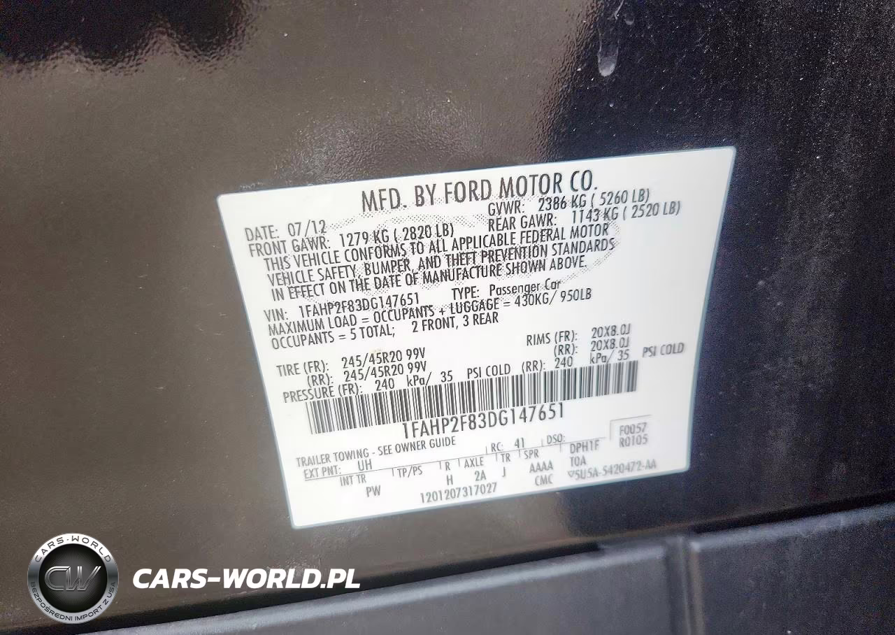 2013 Ford Taurus Limited VIN:1FAHP2F83DG147651 - 12