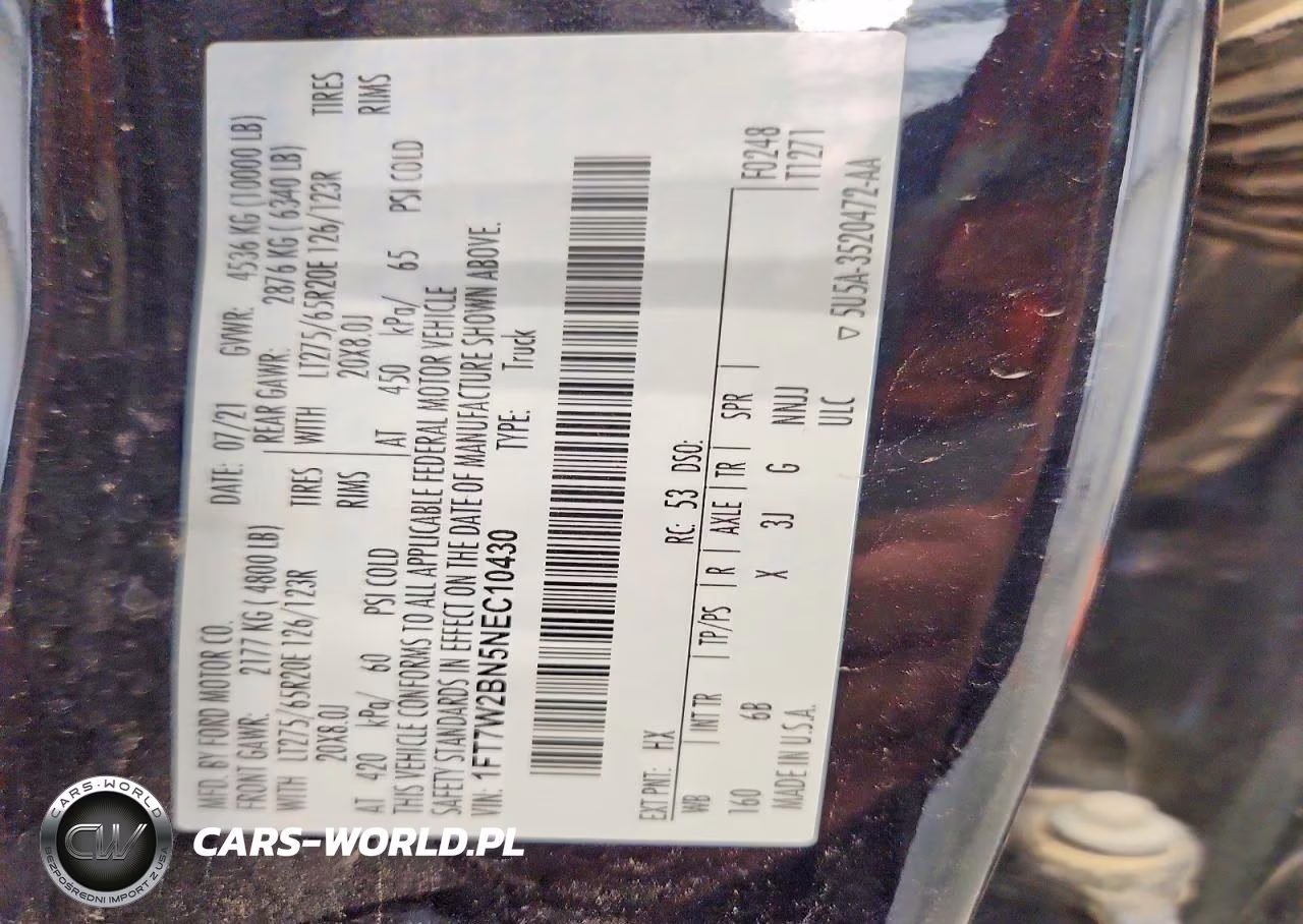 2022 Ford F250 Super Duty VIN:1FT7W2BN5NEC10430 - 12
