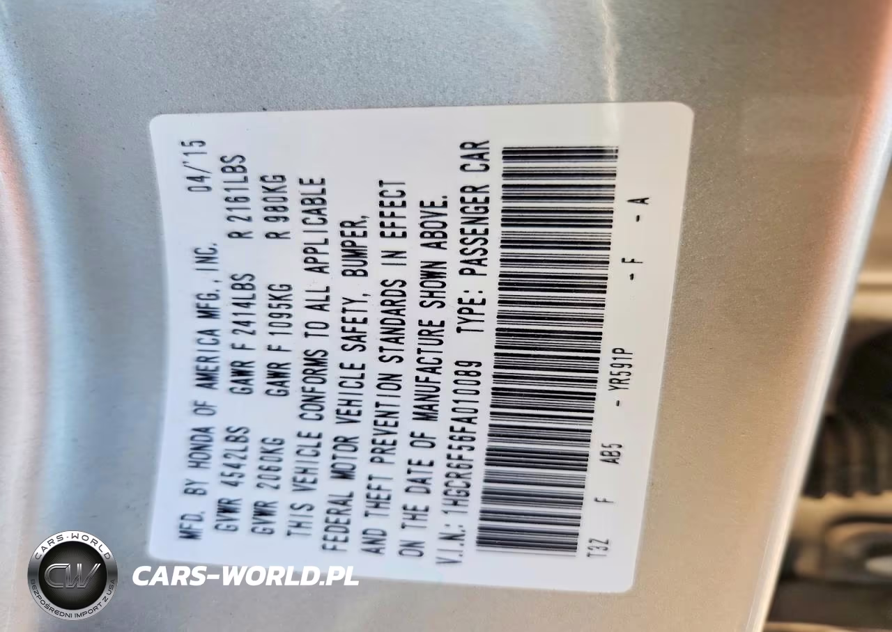 2015 Honda Accord Hybrid Exl VIN:1HGCR6F56FA010089 - 12