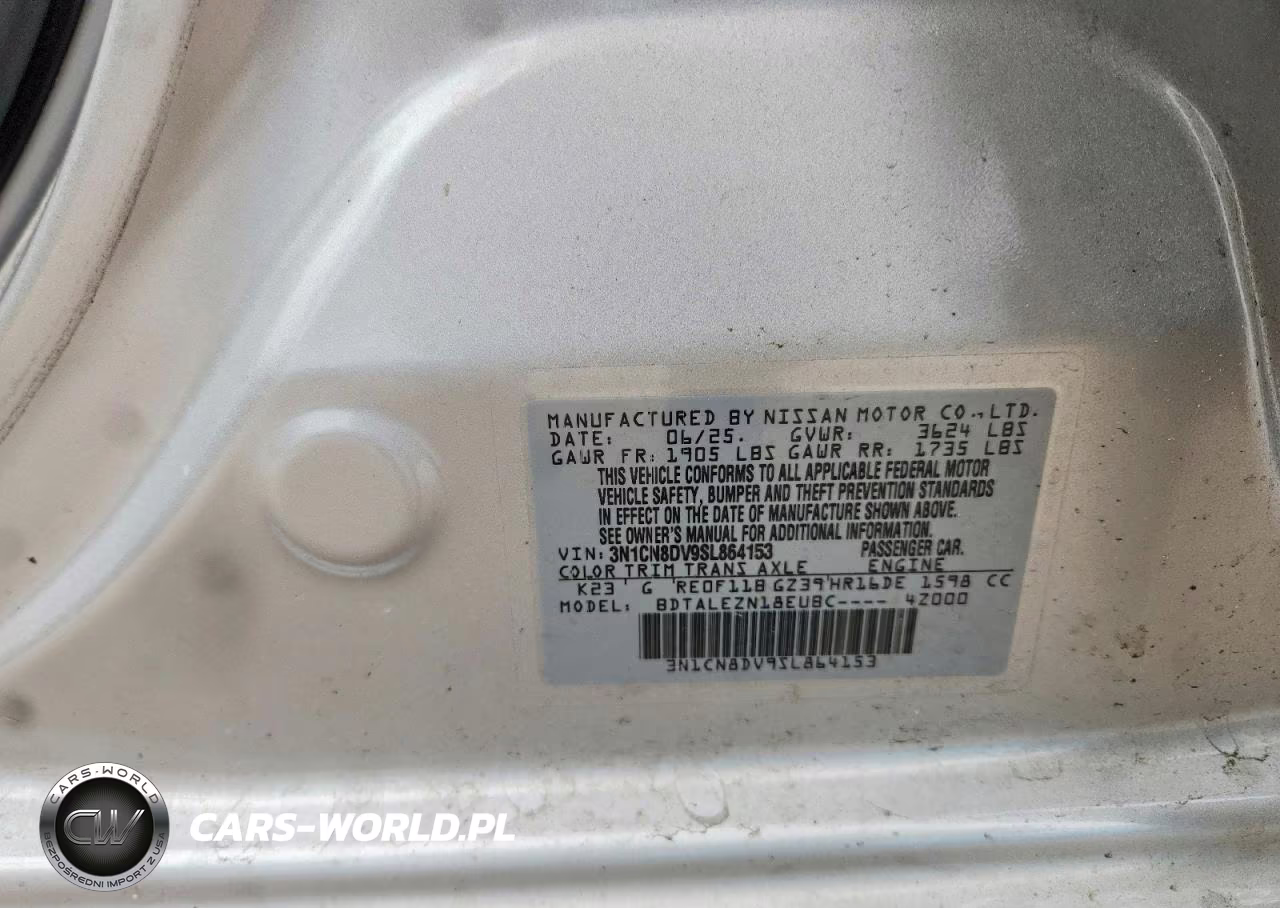 2025 Nissan Versa S VIN:3N1CN8DV9SL864153 - 13
