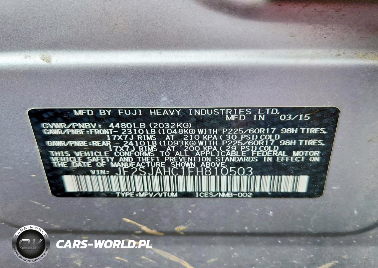 2015 Subaru Forester 2.5I Limited VIN:JF2SJAHC1FH810503 - 14