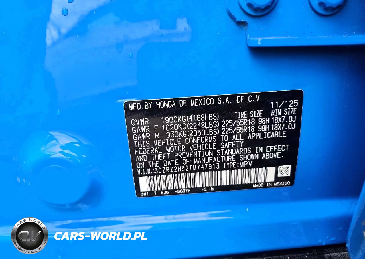 2026 Honda Hr-V Sport VIN:3CZRZ2H52TM747913 - 12