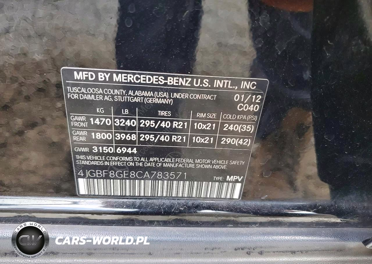 2012 Mercedes-Benz Gl 550 4Matic VIN:4JGBF8GE8CA783571 - 13