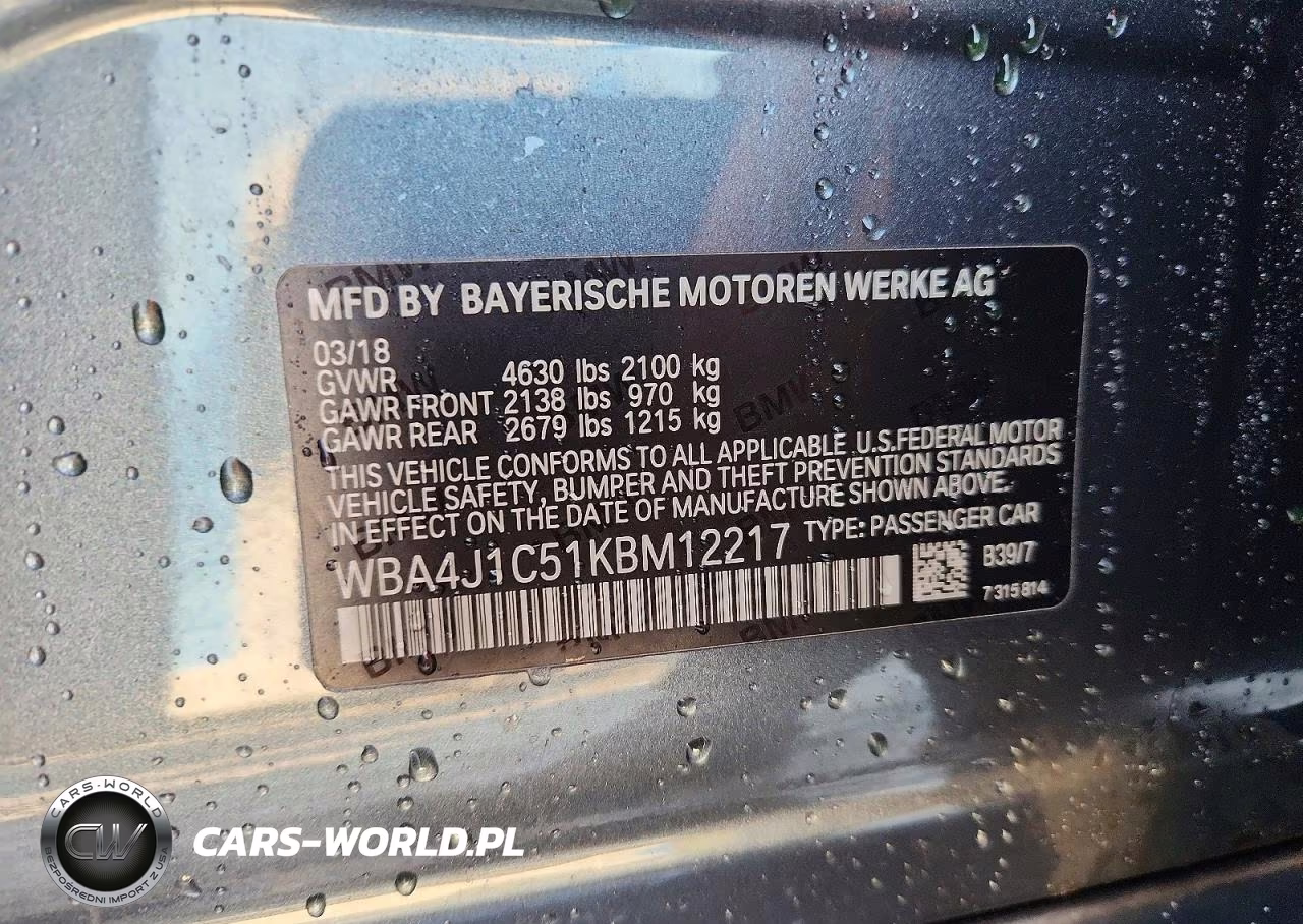2019 BMW 430I Gran Coupe VIN:WBA4J1C51KBM12217 - 12