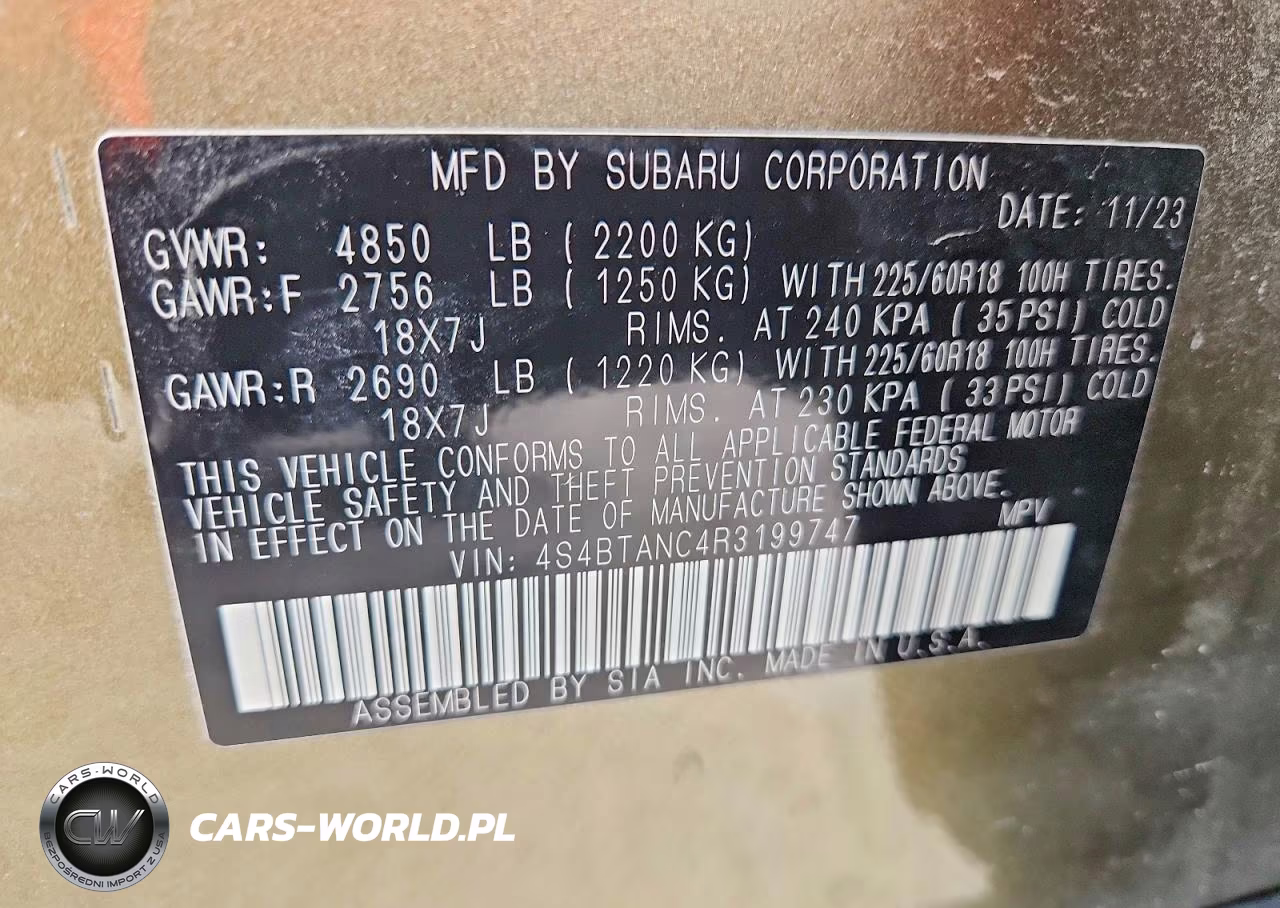 2024 Subaru Outback Limited VIN:4S4BTANC4R3199747 - 14