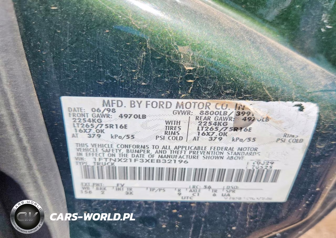 1999 Ford F250 Super Duty VIN:1FTNX21F3XEB32196 - 13