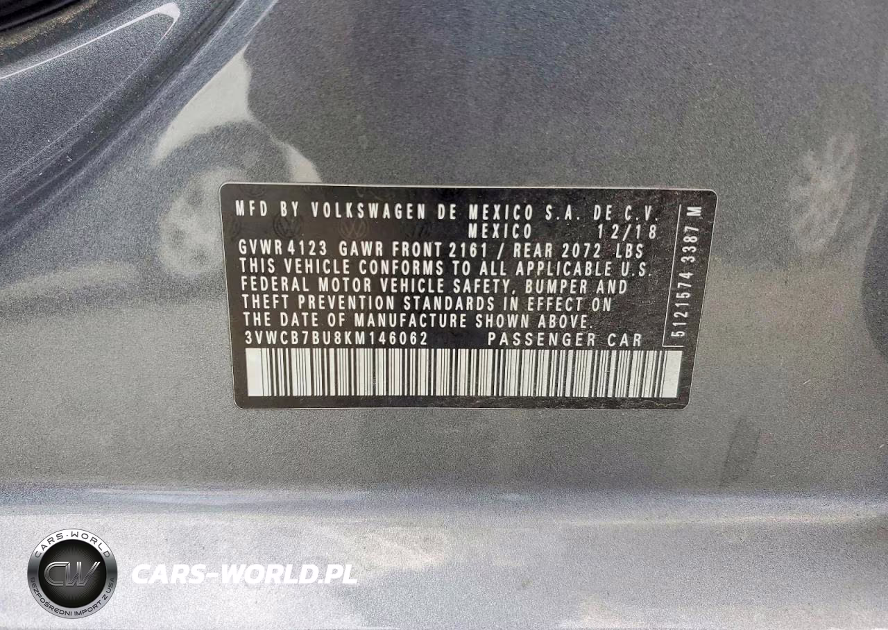 2019 Volkswagen Jetta S VIN:3VWCB7BU8KM146062 - 12