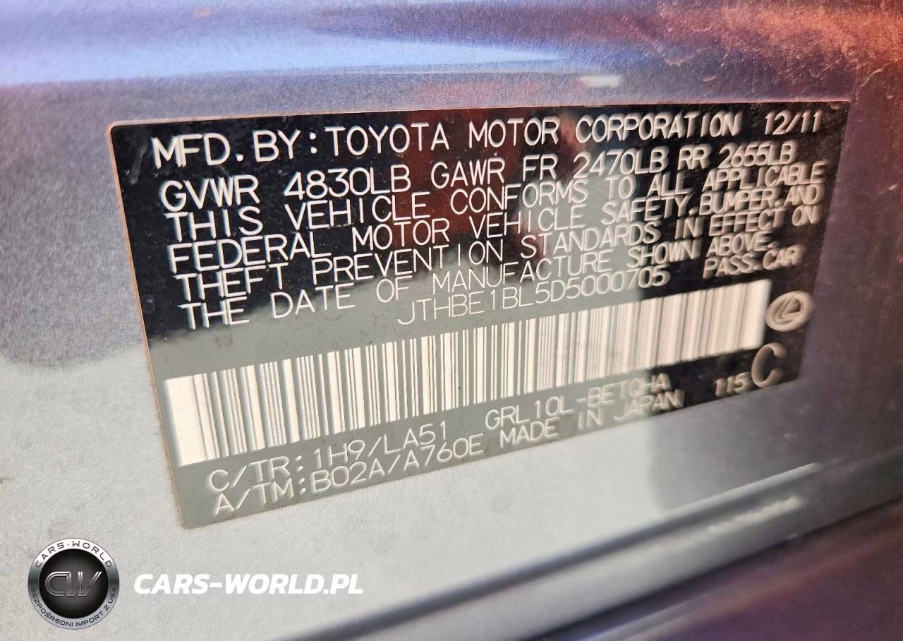 2013 Lexus Gs 350 VIN:JTHBE1BL5D5000705 - 12