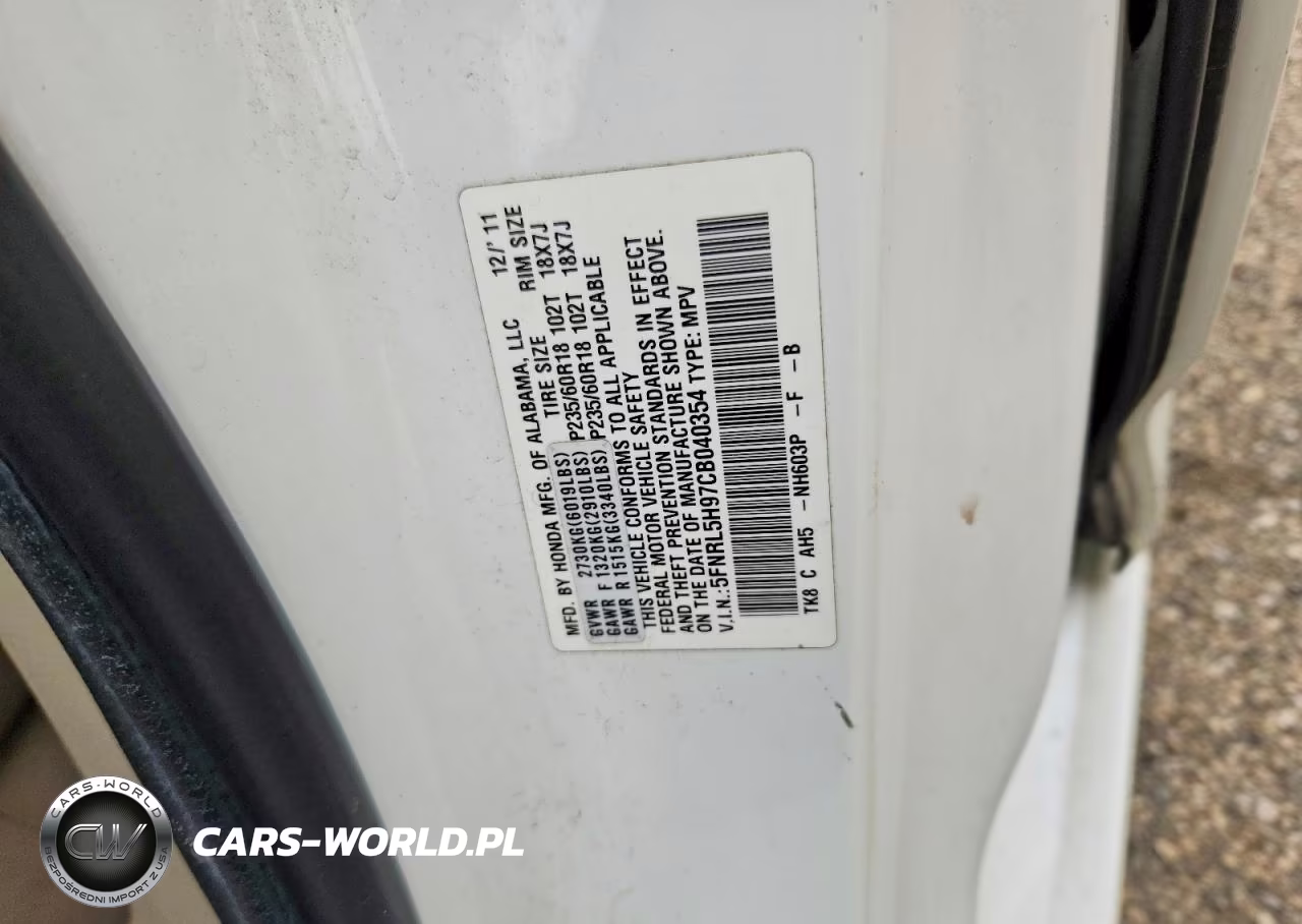 2012 Honda Odyssey Touring VIN:5FNRL5H97CB040354 - 13