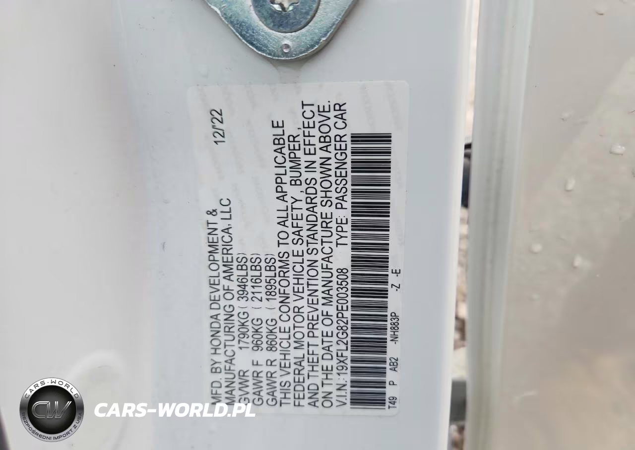 2023 Honda Civic Sport VIN:19XFL2G82PE003508 - 12