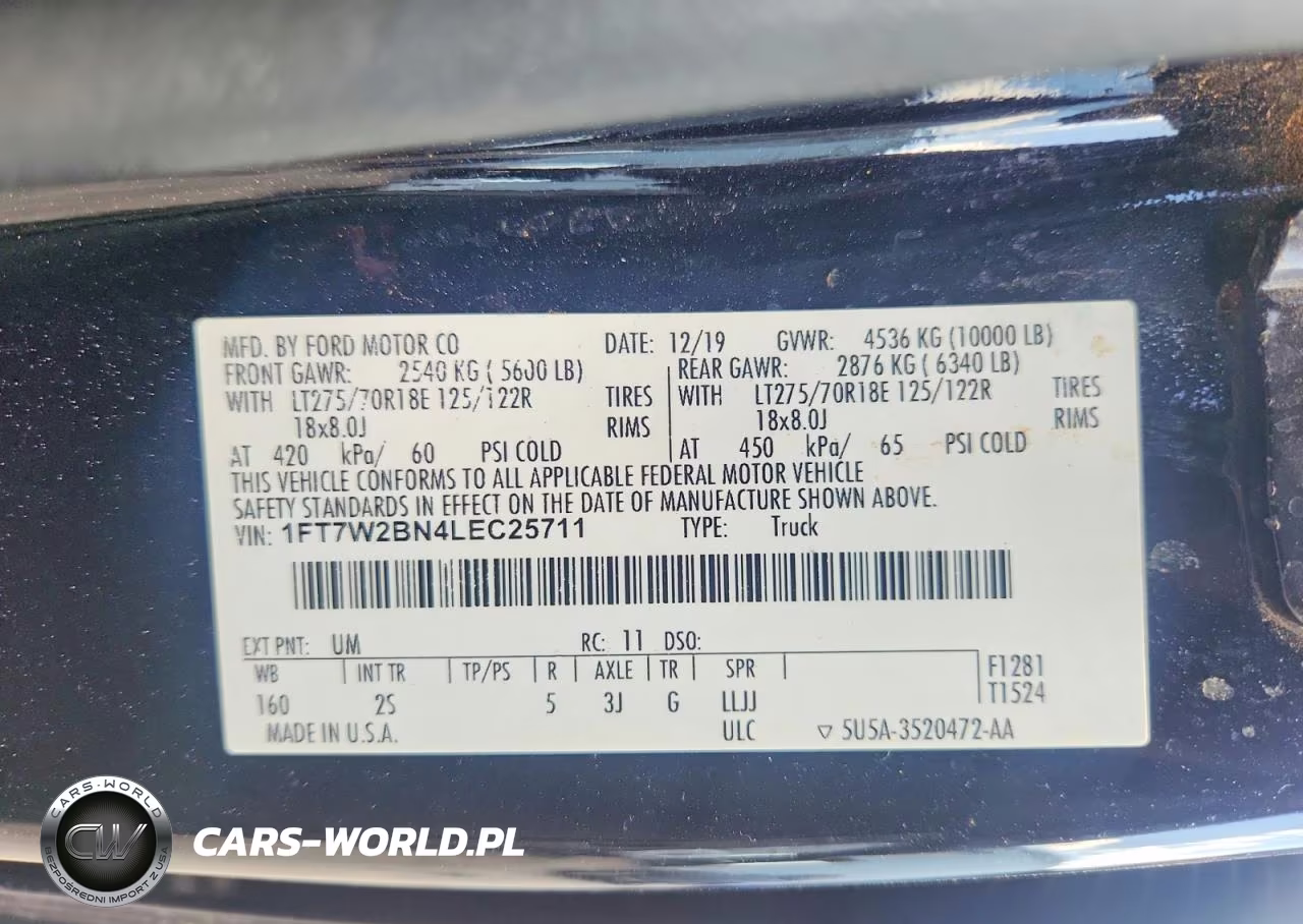 2020 Ford F250 Super Duty VIN:1FT7W2BN4LEC25711 - 12