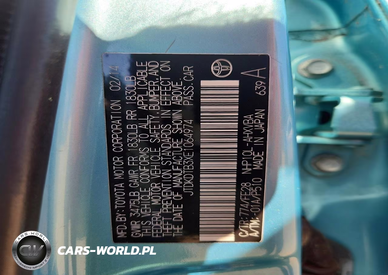 2014 Toyota Prius C One VIN:JTDKDTB3XE1064974 - 14