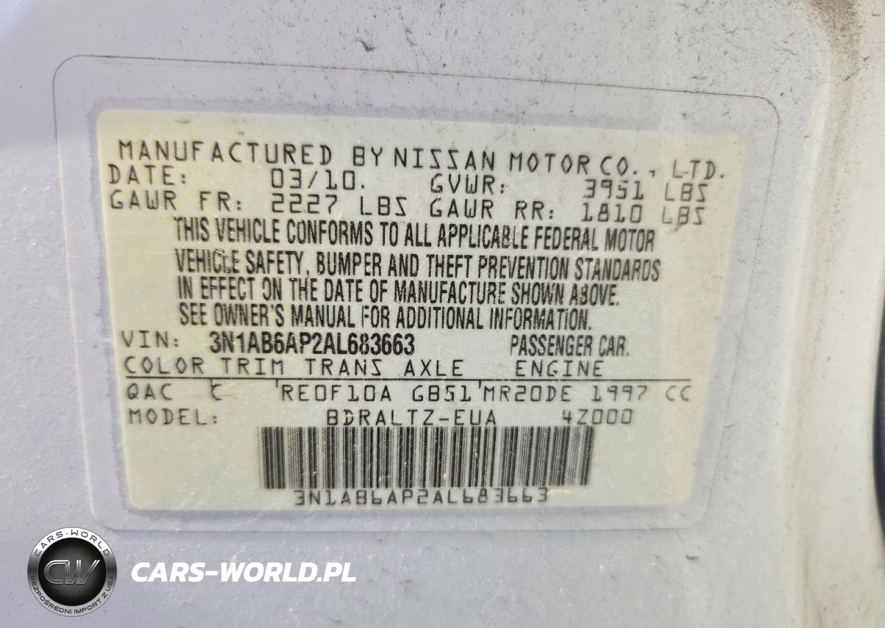 2010 Nissan Sentra 2.0 VIN:3N1AB6AP2AL683663 - 13