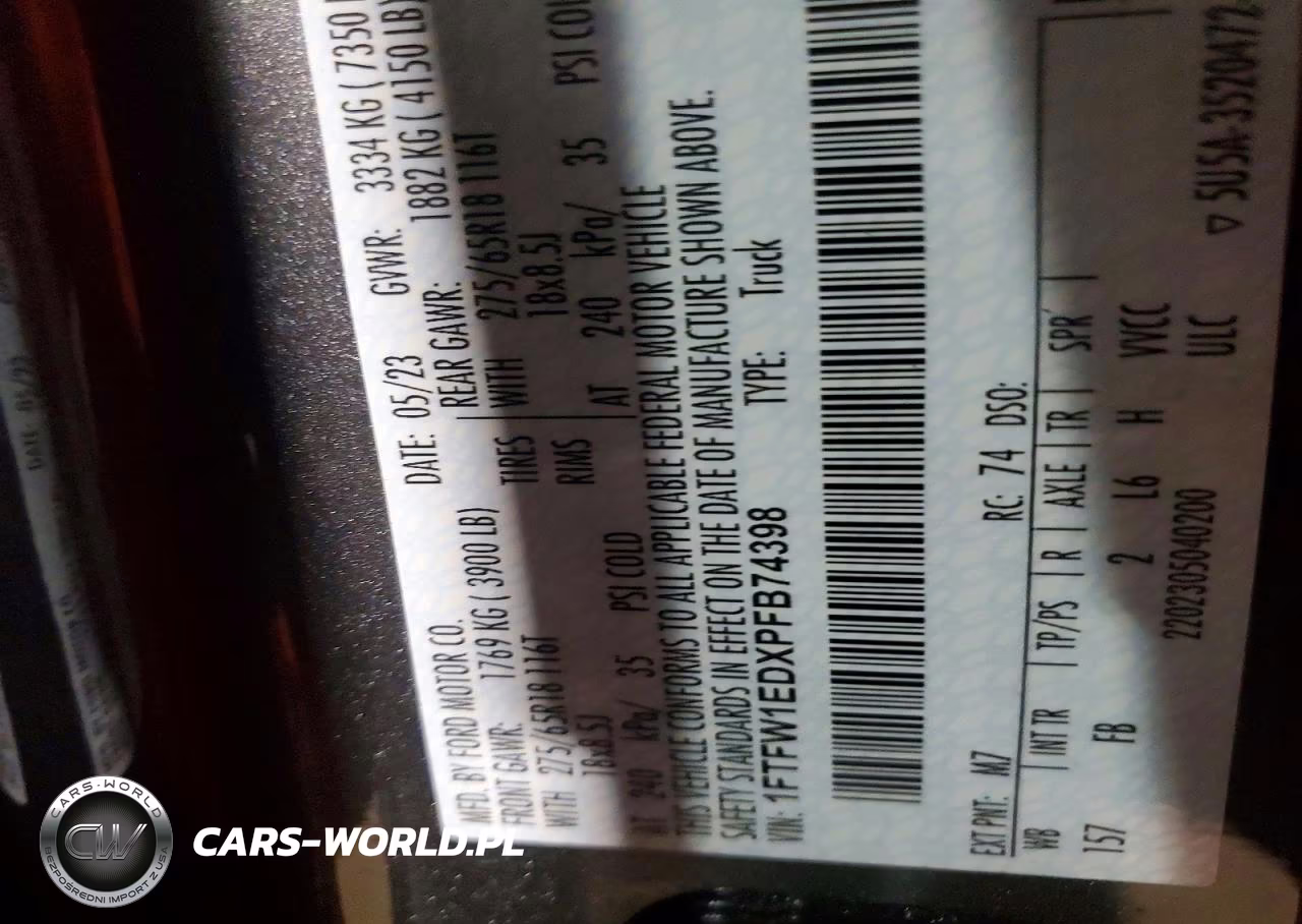 2023 Ford F150 Supercrew VIN:1FTFW1EDXPFB74398 - 13