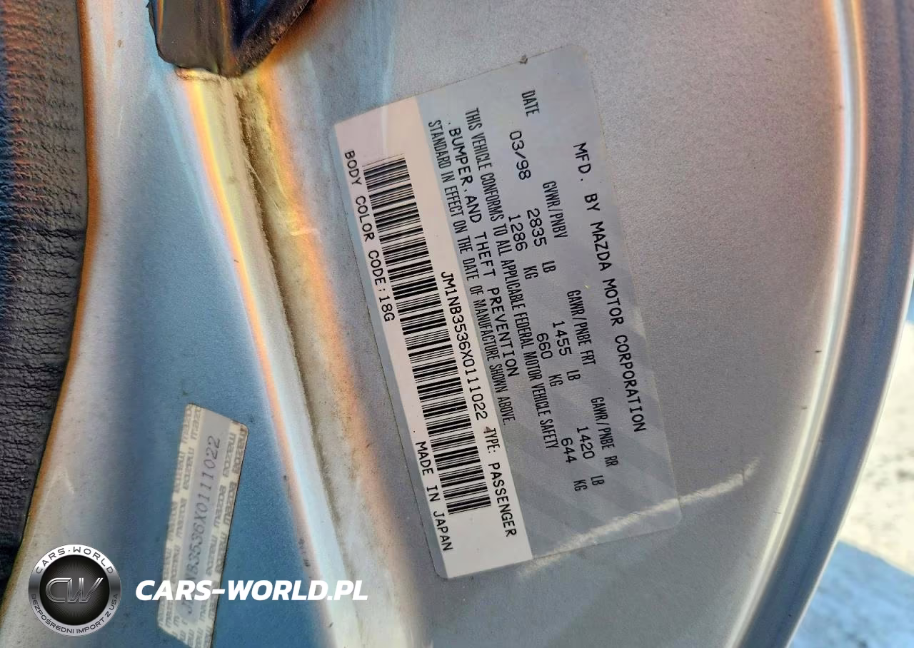 1999 Mazda Mx-5 Miata VIN:JM1NB3536X0111022 - 12