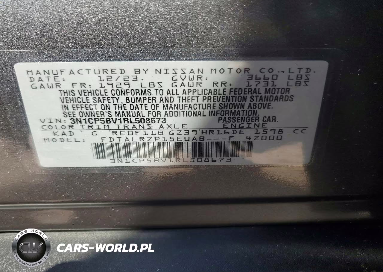 2024 Nissan Kicks S VIN:3N1CP5BV1RL508673 - 14