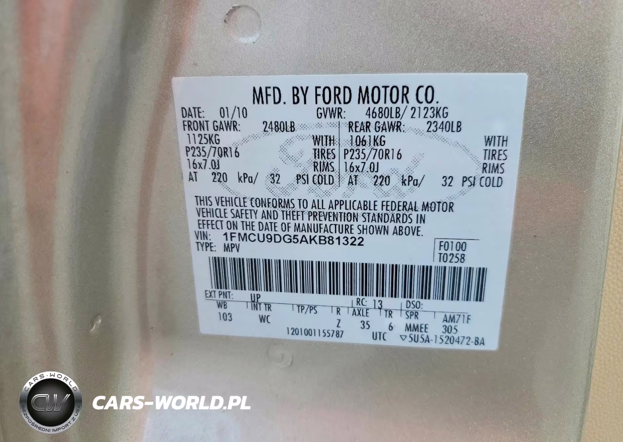 2010 Ford Escape Xlt VIN:1FMCU9DG5AKB81322 - 12