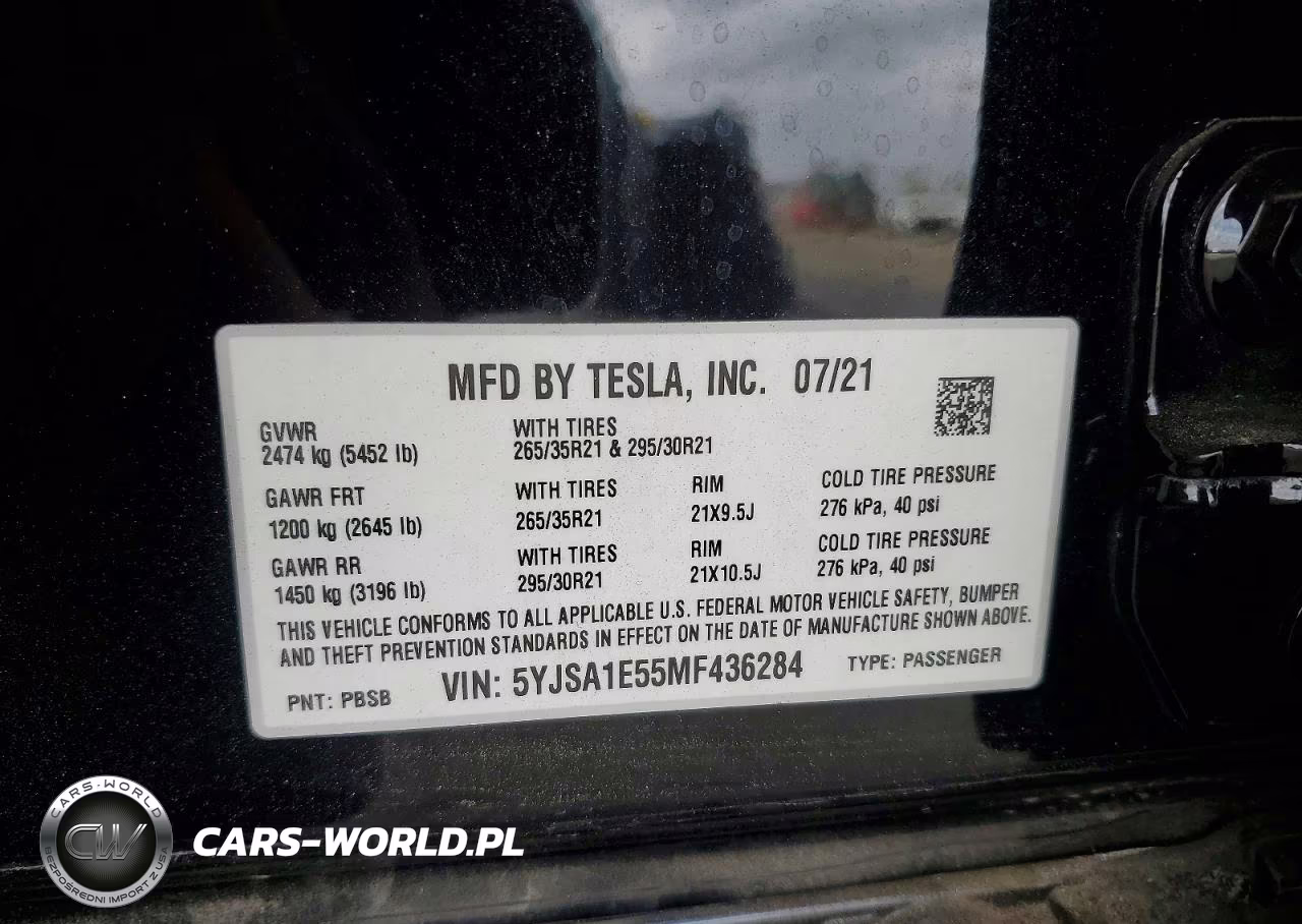 2021 Tesla Model S VIN:5YJSA1E55MF436284 - 13