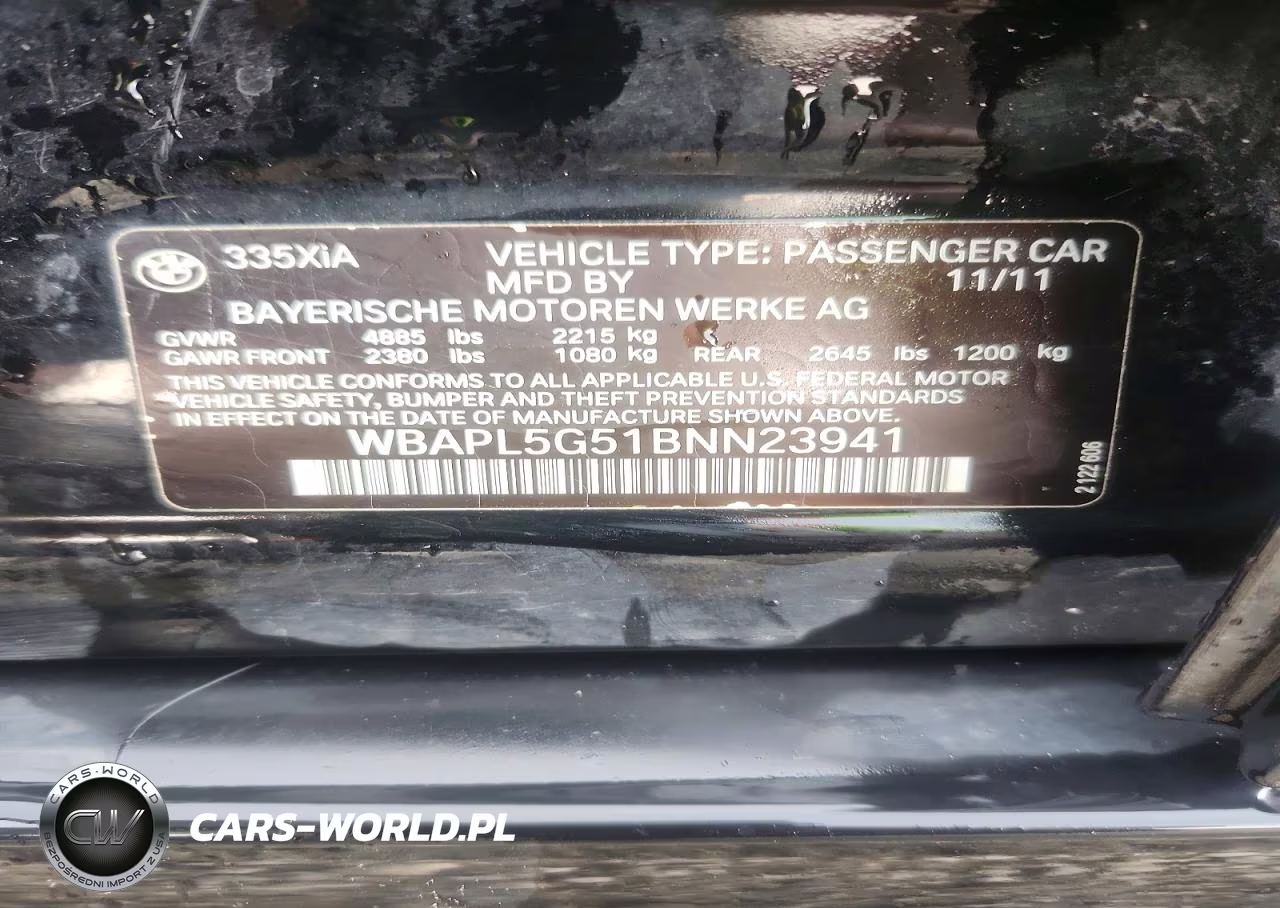 2011 BMW 335 Xi VIN:WBAPL5G51BNN23941 - 12