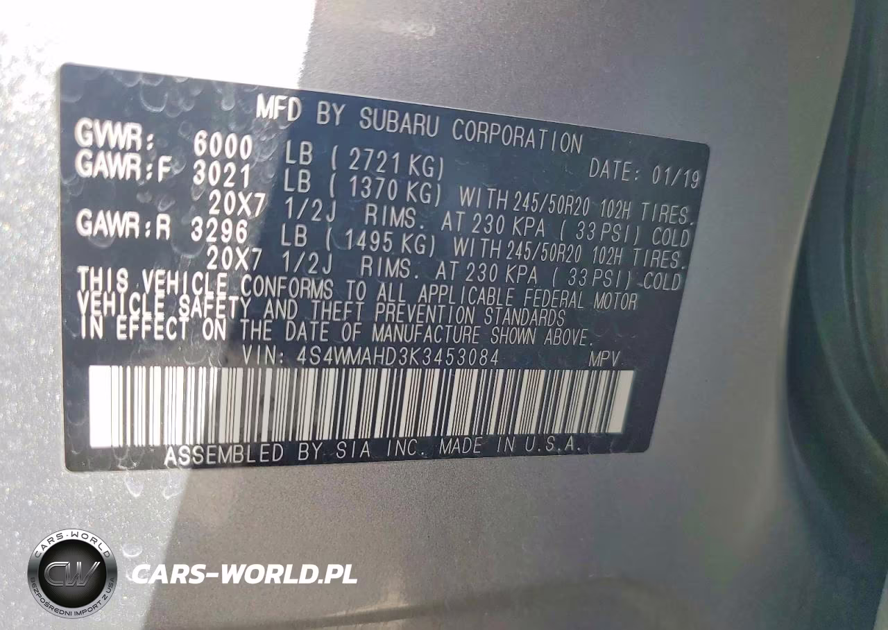 2019 Subaru Ascent Premium VIN:4S4WMAHD3K3453084 - 14