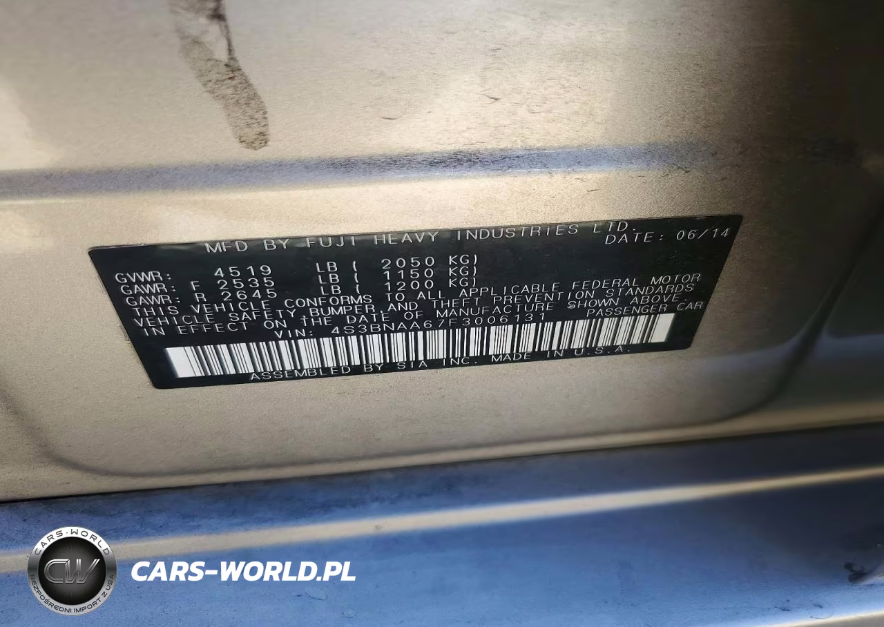2015 Subaru Legacy 2.5I VIN:4S3BNAA67F3006131 - 13
