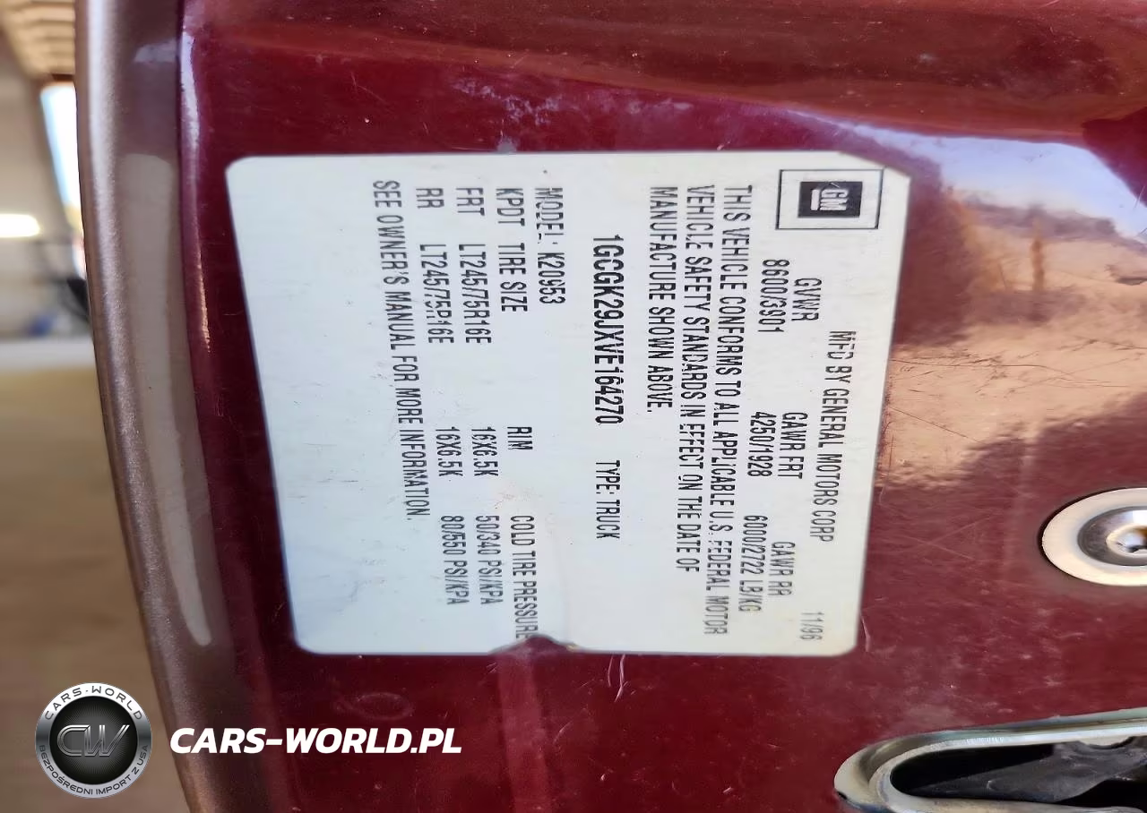 1997 Chevrolet Gmt-400 K2500 VIN:1GCGK29JXVE164270 - 12