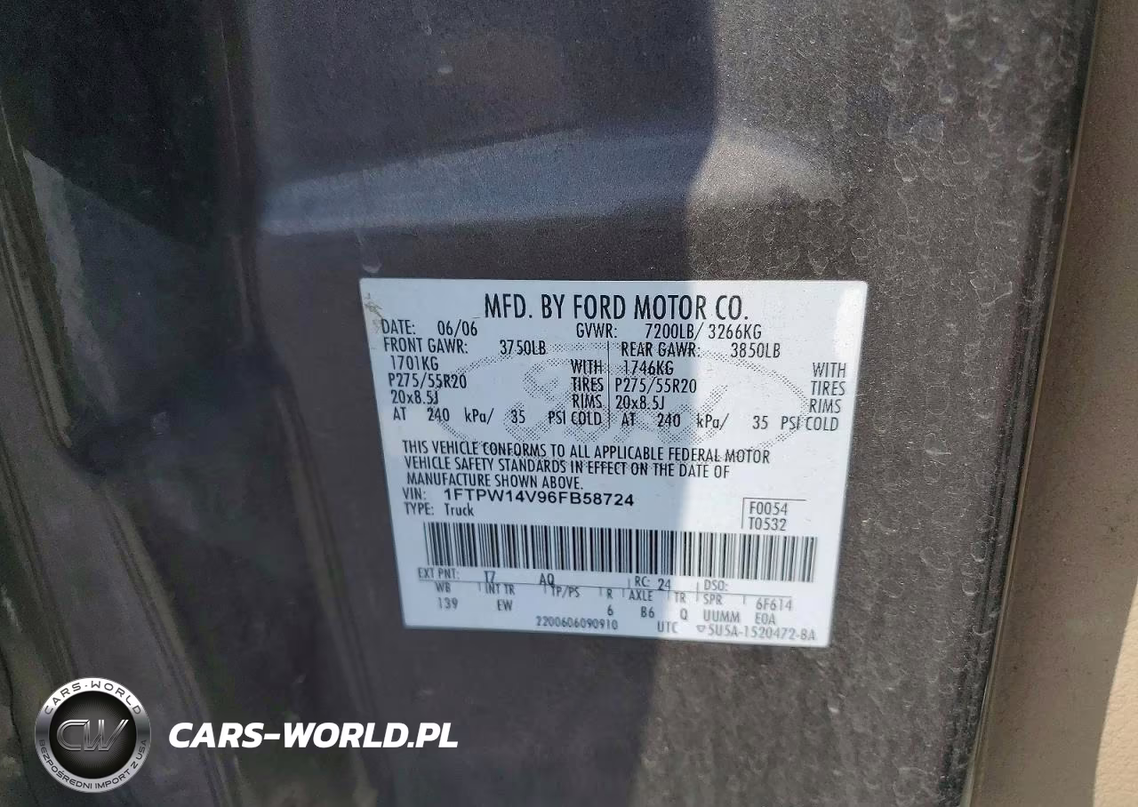 2006 Ford F150 Supercrew VIN:1FTPW14V96FB58724 - 12