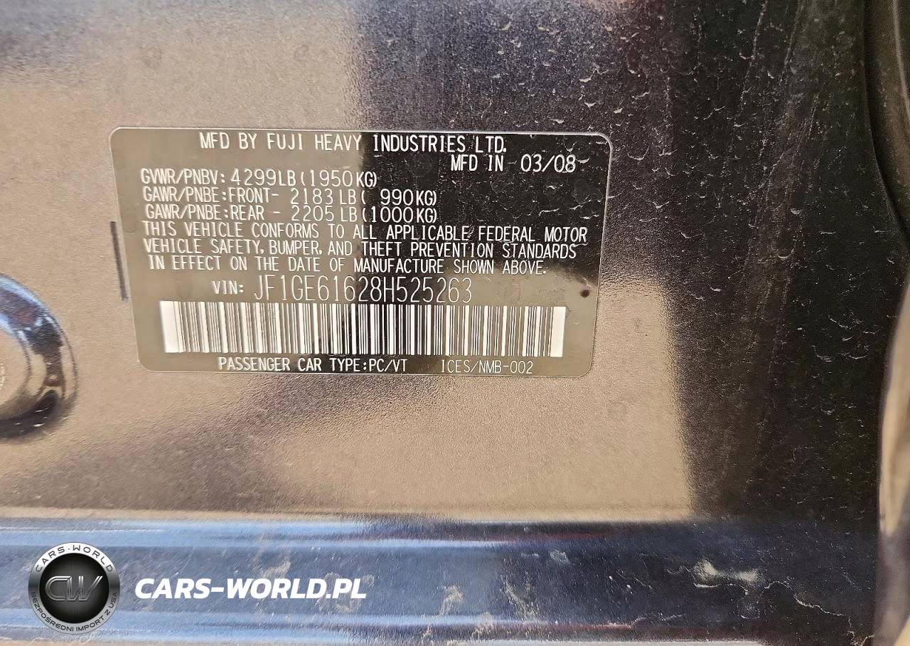 2008 Subaru Impreza 2.5I VIN:JF1GE61628H525263 - 12
