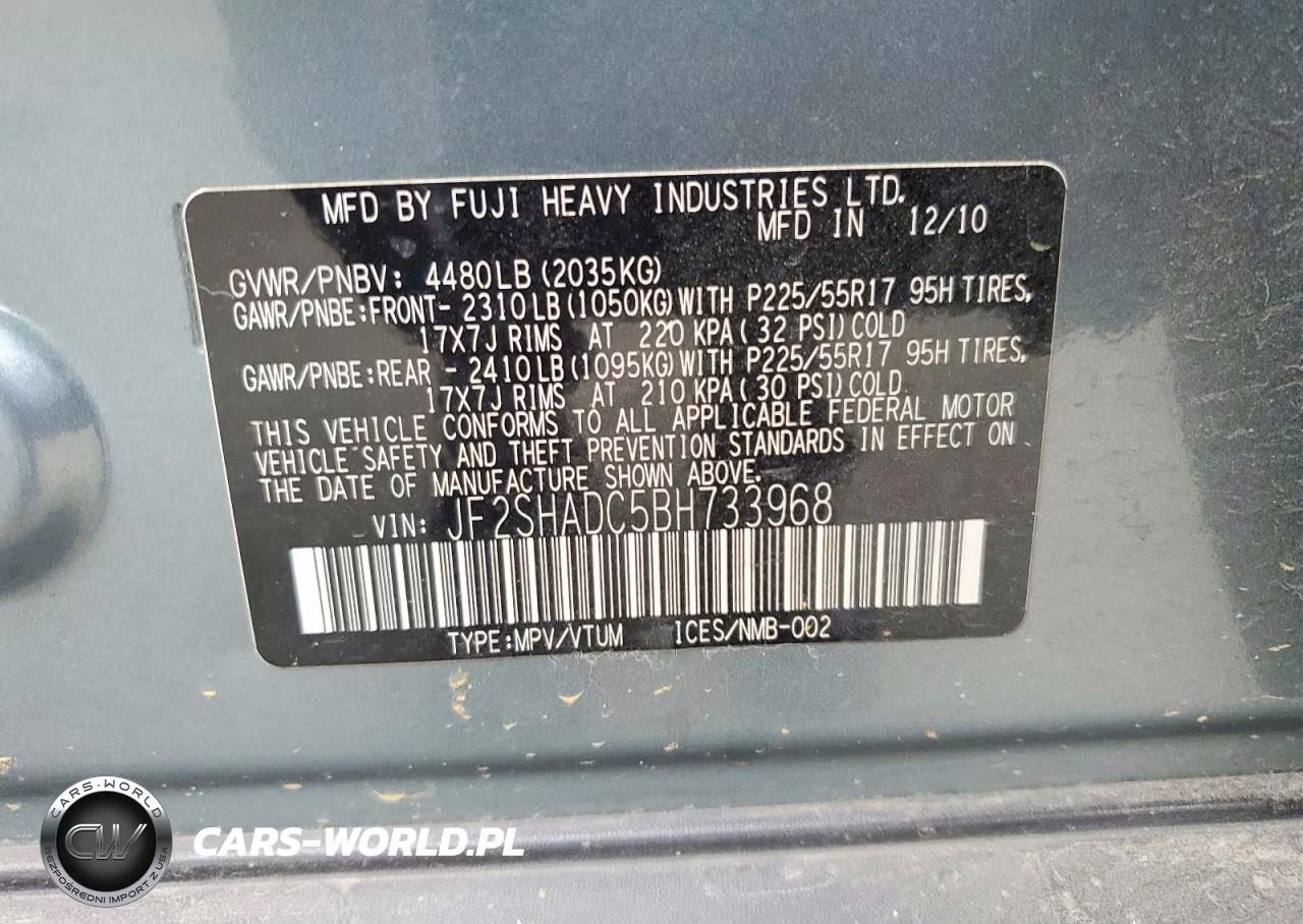 2011 Subaru Forester 2.5X Premium VIN:JF2SHADC5BH733968 - 12