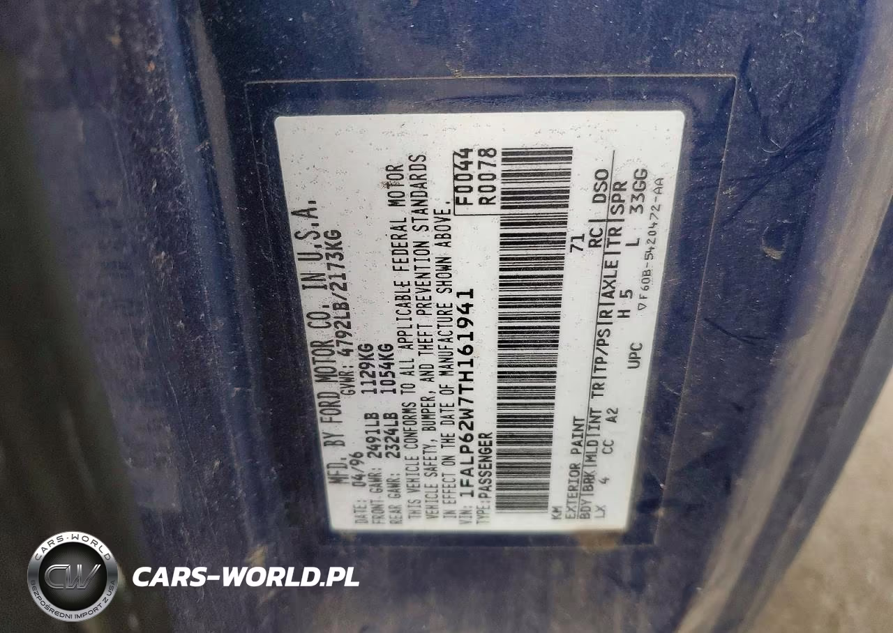 1996 Ford Thunderbird Lx VIN:1FALP62W7TH161941 - 12