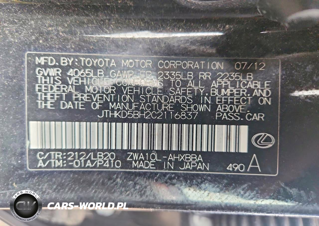 2012 Lexus Ct 200 VIN:JTHKD5BH2C2116837 - 12