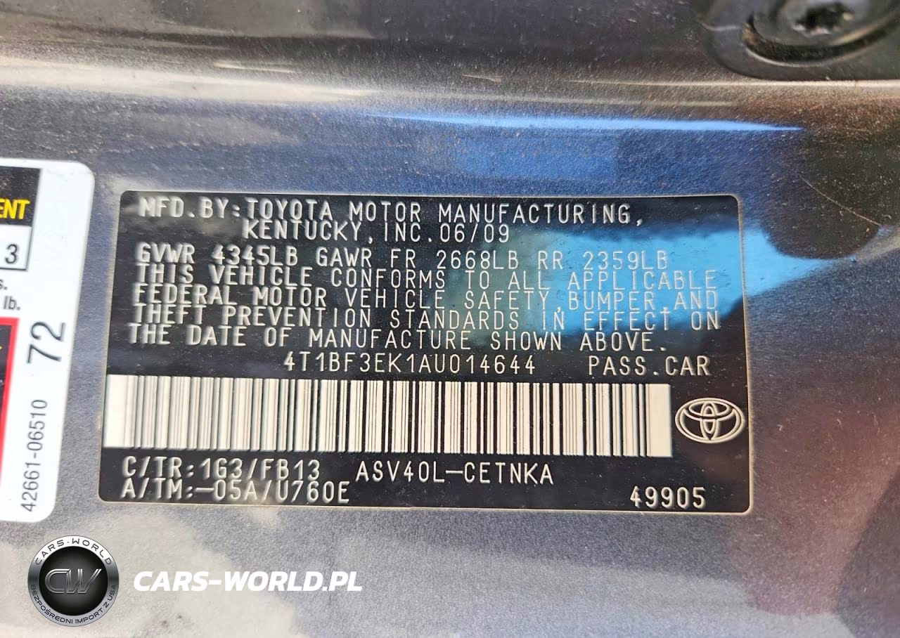 2010 Toyota Camry Le VIN:4T1BF3EK1AU014644 - 12