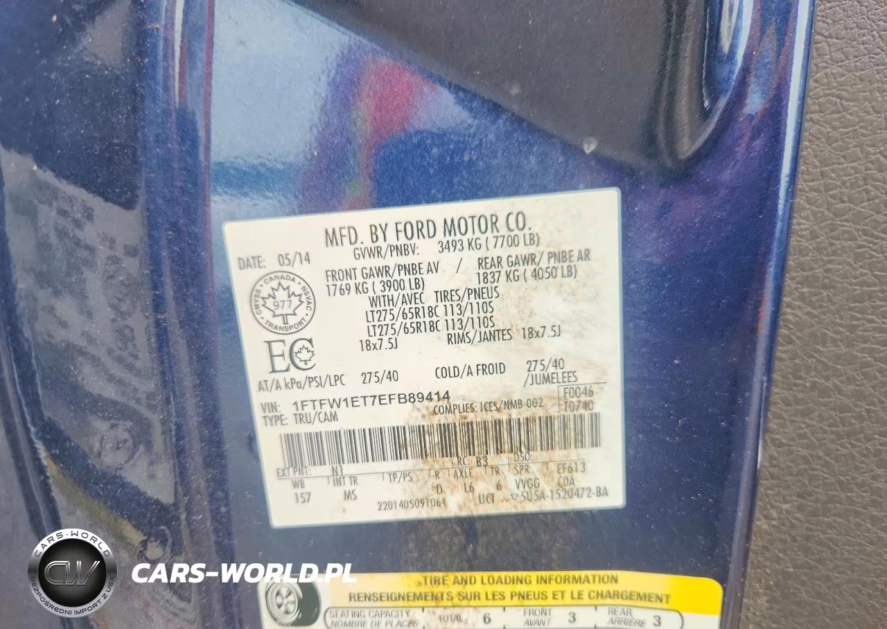 2014 Ford F150 Supercrew VIN:1FTFW1ET7EFB89414 - 12
