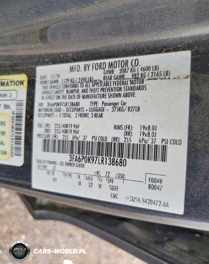 2020 Ford Fusion Titanium VIN:3FA6P0K97LR138680 - 13