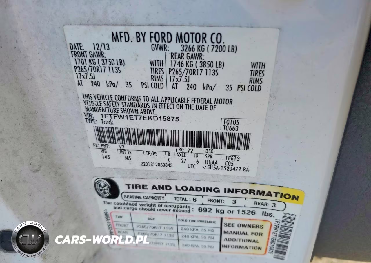 2014 Ford F150 Supercrew VIN:1FTFW1ET7EKD15875 - 13