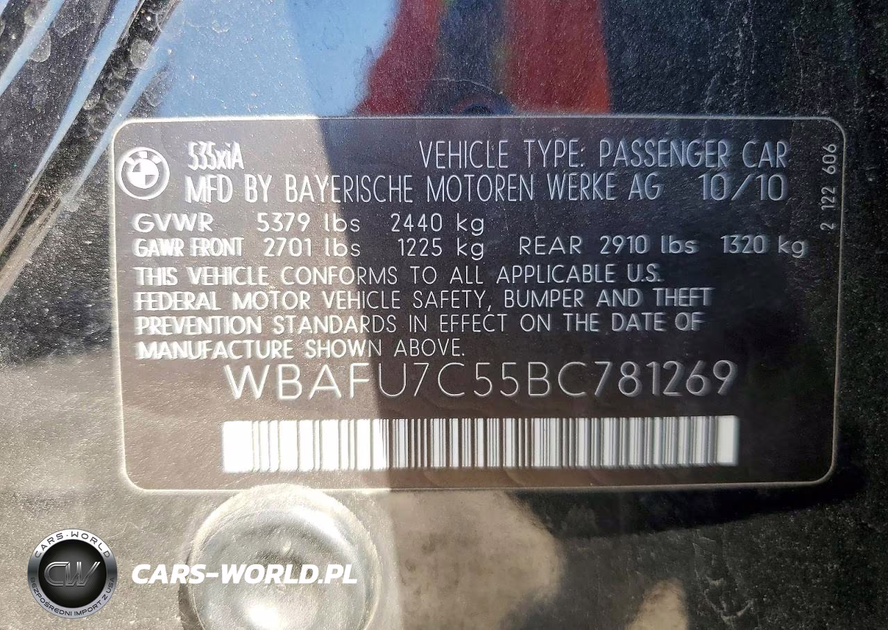 2011 BMW 535 Xi VIN:WBAFU7C55BC781269 - 12