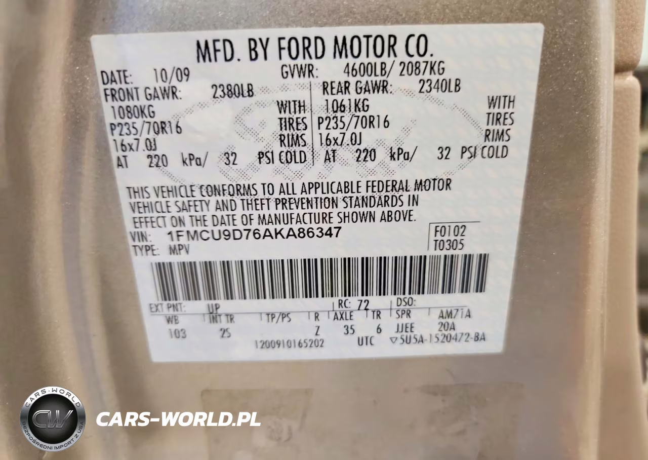 2010 Ford Escape Xlt VIN:1FMCU9D76AKA86347 - 13