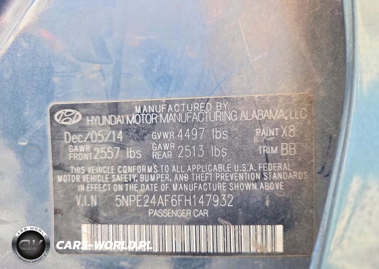 2015 Hyundai Sonata Se VIN:5NPE24AF6FH147932 - 13