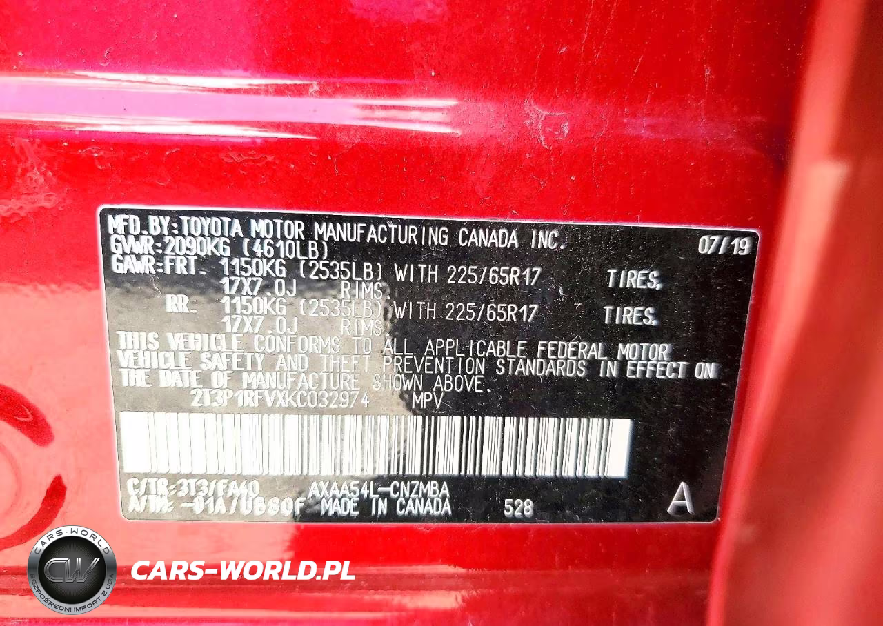 2019 Toyota Rav4 Xle VIN:2T3P1RFVXKC032974 - 14