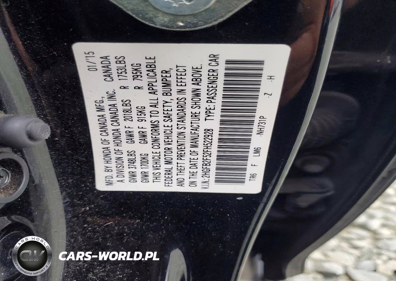 2015 Honda Civic Lx VIN:2HGFB2F52FH522928 - 12