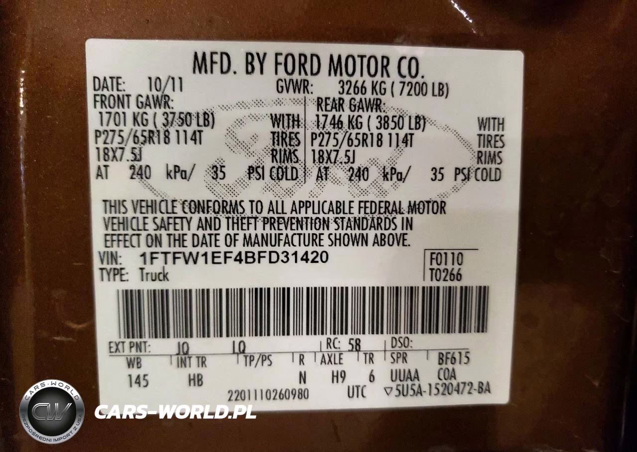 2011 Ford F150 Supercrew VIN:1FTFW1EF4BFD31420 - 12